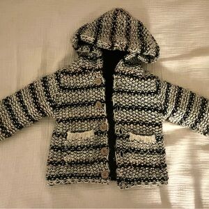 Cozy Striped Baby Knit Hooded Jacket